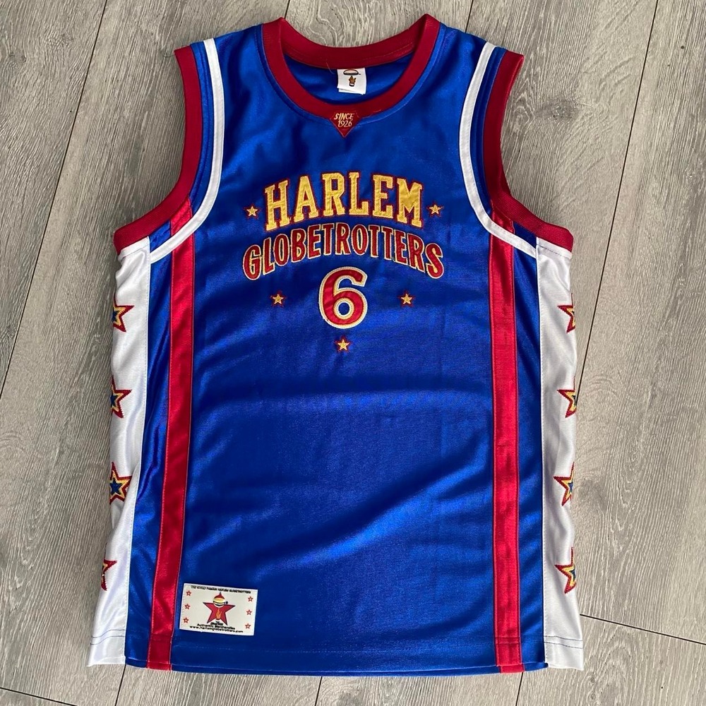 Harlem Globetrotters T-Time 6 Basketball Jersey Blue Red White Medium Retro